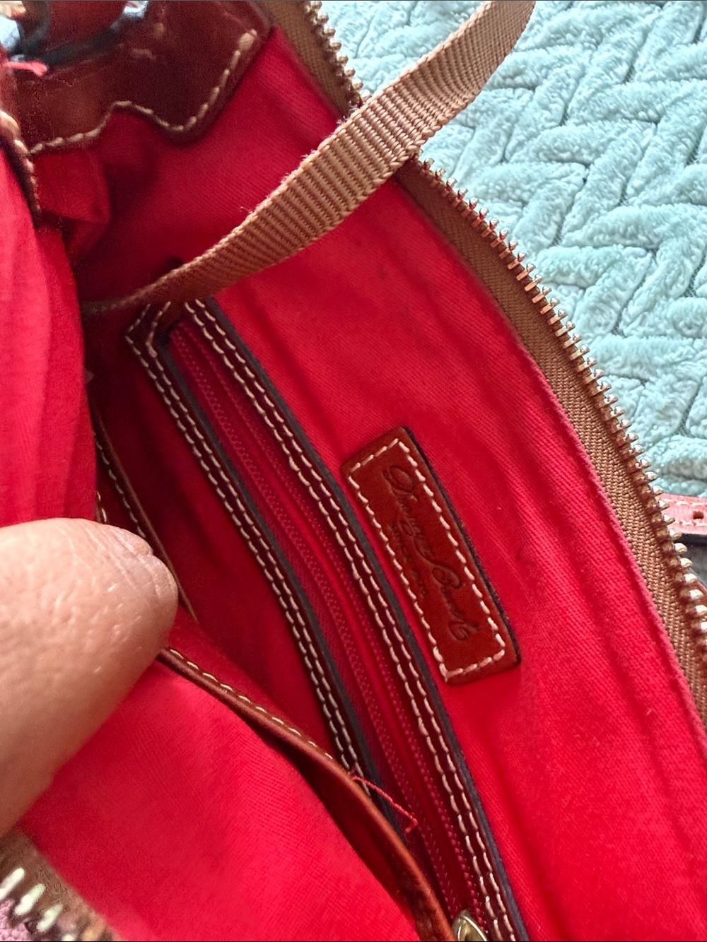 Dooney & Bourke Pink Pebble Leather Crossbody with Brown Trim - Picture 8 of 8
